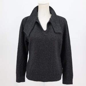 Merinomink Merino Wool Possum Fur Sweater Charcoal Collared Knit New Zealand M